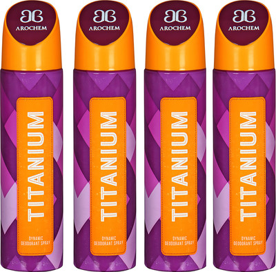 

AROCHEM TITANIUM - 4 DYNAMIC PURE ORIGINAL Deodorant Spray - For Men & Women(200 ml, Pack of 4)