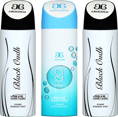 

AROCHEM BLACK OUDH , H2O AND BLACK OUDH DYNAMIC PURE ORIGINAL Deodorant Spray - For Men & Women(200 ml, Pack of 3)