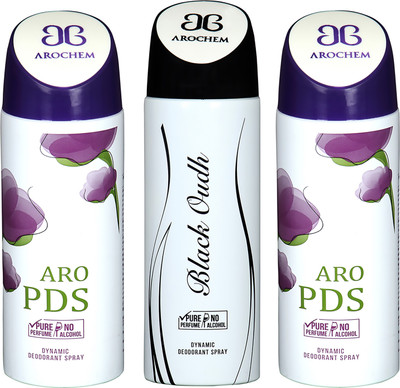

AROCHEM ARO PDS , BLACK OUDH AND ARO PDS DYNAMIC PURE ORIGINAL Deodorant Spray - For Men & Women(200 ml, Pack of 3)