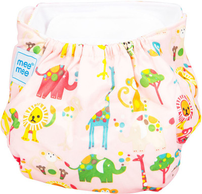 

MeeMee Reusable Baby Cloth Diaper with Adjustable Snap Buttons (Pink) - New Born