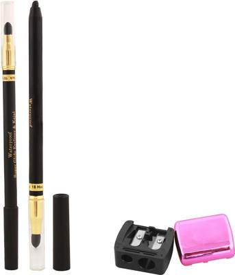 

Ear Lobe & Accessories Black Waterproof Super Glide Eye liner & Kajal With Smudger 778-1.2g + Dual Sharpener 1.2 g(black)
