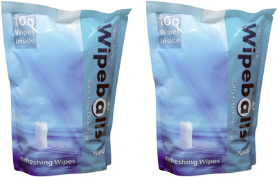 

Wipeballs Disposable Compressed Portable Face Care Cleaning Natural Wipes(Pack of 200)