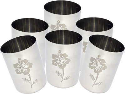 

bartan hub 6pcs glass set Glass Set(Steel, 300 ml, Steel, Pack of 6)