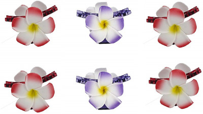 

Premsons Dual Layer of Plumeria Flower Claw Hair Clutcher Clip for Wedding, Party and Casual Occasions - Pack of 6 Hair Clip(Multicolor)