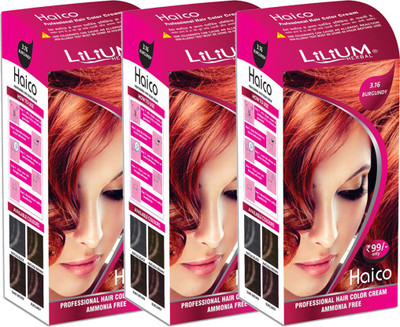 

Lilium Herbal Haico Professional Hair Color Cream Hair Color(3.16 Burgundy)