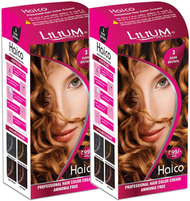 

Lilium Herbal Haico Professional Hair Color Cream Hair Color(3 Dark Brown)