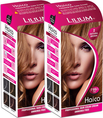 

Lilium Herbal Haico Professional Hair Color Cream Hair Color(2 Natural Brown)