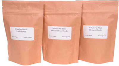 

woods and petals amla powder hibiscus powder bhringraj powder ( set of 3 )(300 g)