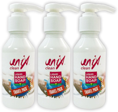 

UNIX CLEAN HAND WASH LIQUID 100 ML TRAVEL Pack of 3(300 ml, Pump Dispenser, Pack of 3)