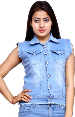 FNOCKS Sleeveless Washed Women Denim Jacket