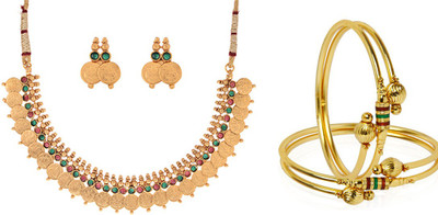 ZENEME Alloy Gold-plated Gold Jewellery Set(Pack of 1)