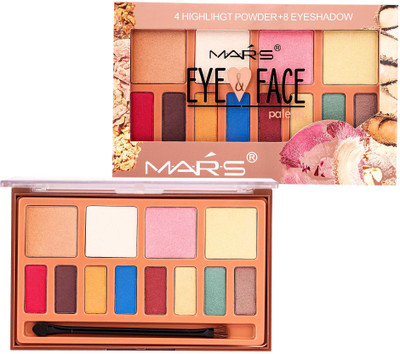 

Mars Eye and Face 4 Highlighter and 8 Eyeshadow Palette