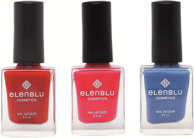 

Elenblu Mulberry Red, Velvet Plum & Marine Azure - (9.9ml Each) Pastels Nail Polish(Pack of 3)