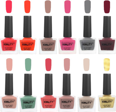 

Kwality Nail Paints | Professional Nail Polish| Nail Paint Combo Set of 12 Pink Mania-Candy Orange-Salmon Run-Pink -Grey-Maroon-Salmon Pink-Mischievous Mint-Baby Pink-Salmon-Light Beige-Golden(Pack of 12)