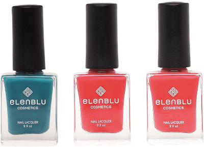 

Elenblu Sapphire, Big Red & Valentine Red - (9.9ml Each) Pastels Nail Polish(Pack of 3)
