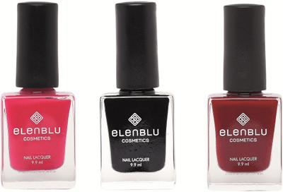 

Elenblu Fling, Black Shadow & Inflamed Rose - (9.9ml Each) Matte Nail Polish(Pack of 3)