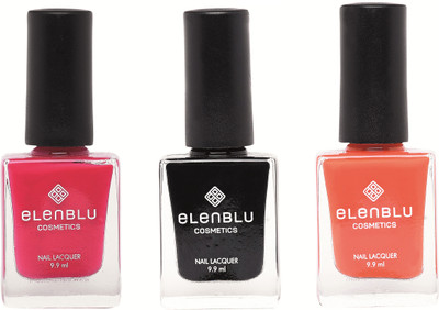 

Elenblu Fling, Black Shadow & Roseate Blush - (9.9ml Each) Matte Nail Polish(Pack of 3)