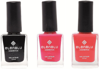 

Elenblu Black Shadow, Mauve Taupe & California Coral - (9.9ml Each) Matte Nail Polish(Pack of 3)