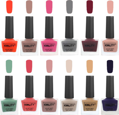 

Kwality Nail Paints | Professional Nail Polish| Nail Paint Combo Set of 12 Candy Orange-Salmon Run-Pink -Grey-Maroon-Salmon Pink-Mischievous Mint-Baby Pink-Salmon-Light Beige-Beige-Royal Blue(Pack of 12)