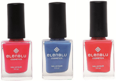 

Elenblu Velvet Plum, Marine Azure & Big Red - (9.9ml Each) Pastels Nail Polish(Pack of 3)