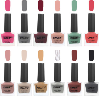 

Kwality Nail Paints | Professional Nail Polish| Nail Paint Combo Set of 12 Pink -Grey-Maroon-Salmon Pink-Mischievous Mint-Baby Pink-Salmon-Light Beige-Beige-Silver-Dark Tan-Dark Grey(Pack of 12)
