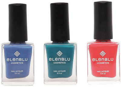 

Elenblu Marine Azure, Sapphire & Valentine Red - (9.9ml Each) Pastels Nail Polish(Pack of 3)