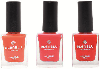 

Elenblu Roseate Blush, California Coral & Wicked - (9.9ml Each) Matte Nail Polish(Pack of 3)