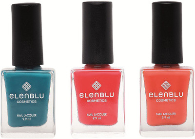 

Elenblu Sapphire, Big Red & Naked Flush - (9.9ml Each) Pastels Nail Polish(Pack of 3)