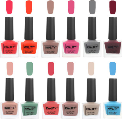 

Kwality Nail Paints | Professional Nail Polish| Nail Paint Combo Set of 12 Pink Mania-Candy Orange-Salmon Run-Pink -Grey-Maroon-Salmon Pink-Mischievous Mint-Baby Pink-Salmon-Light Beige-Light Blue(Pack of 12)
