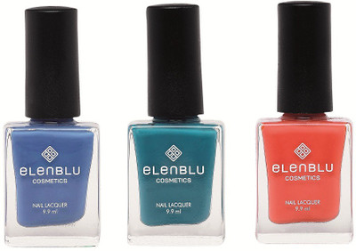 

Elenblu Marine Azure, Sapphire & Naked Flush - (9.9ml Each) Pastels Nail Polish(Pack of 3)