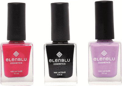 

Elenblu Lilac Fling, Black Shadow & Princess Rule - (9.9ml Each) Matte Nail Polish(Pack of 3)