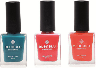 

Elenblu Sapphire, Big Red & Taffeta - (9.9ml Each) Pastels Nail Polish(Pack of 3)