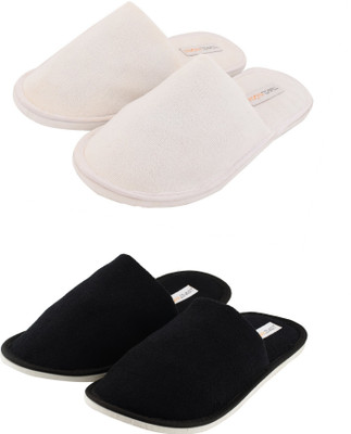Travelkhushi Slippers, White & black