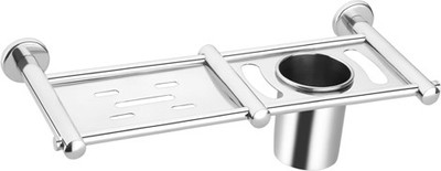 

ROZTREF SOAP DISH WITH TOOTHBRUSH HOLDER(Silver)