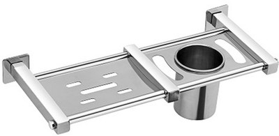 

ROZTREF SOAP DISH WITH TOOTHBRUSH HOLDER(Silver)
