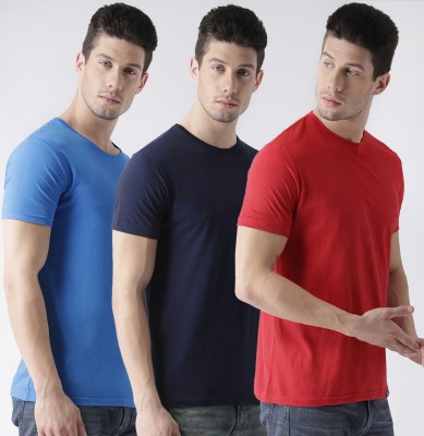 Young trendz Solid Men Round Neck Red, Blue T-Shirt