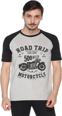 SHAUN Printed Men Round Neck Grey T-Shirt