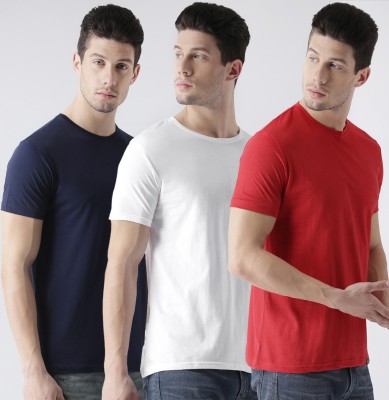 Young trendz Solid Men Round Neck Dark Blue, Red, White T-Shirt