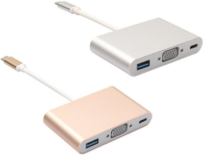 

Ultima Cords & Cables Type C to VGA USB 3.0 Charger Adapter for Type C Ported Devices USB Adapter(Gold, Silver)