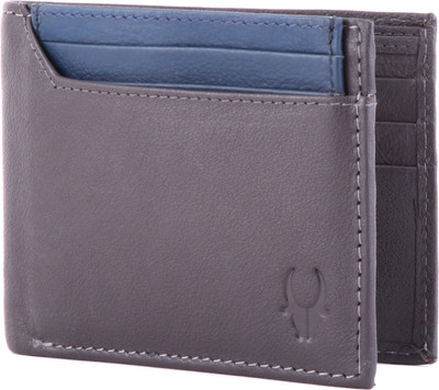 

WildHorn Men Casual, Formal Grey Genuine Leather Wallet(6 Card Slots), Blue;grey