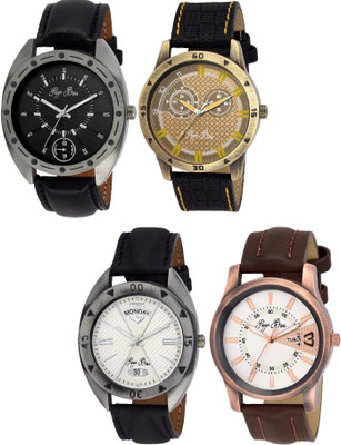 

Pappi Boss Pack of 4 Specially Designed Combo Leather Casual Watch - For Men