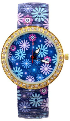 

Pappi Boss Fantastic Elegant Blue Flower Designer Party Wear Stretchable Band Watch - For Women
