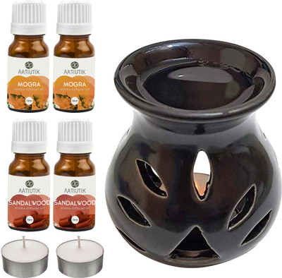 Aatiutik Mogra, Sandalwood Diffuser Set AT-2TL_BLACKTDIF_2MOG_2SW(7 x 5.71 ml)