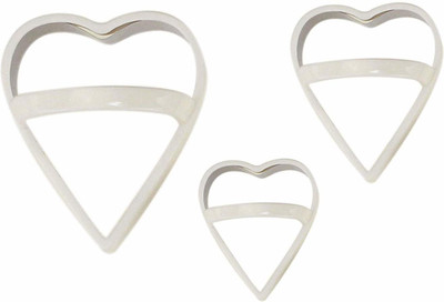 AVMART White Silicon Steel Heart Shaped Cookie Cutter, Chocolate, Pastry, Pudding, Cake Cutter (Set of 3) with Handle Cookie Cutter(Pack of 3)