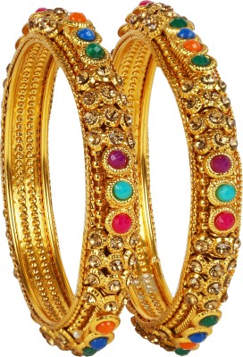 khetlazee Alloy Cubic Zirconia Gold-plated Bangle(Pack of 2)