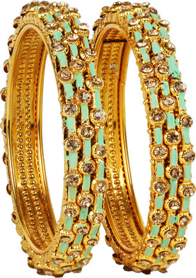 khetlazee Alloy Cubic Zirconia Gold-plated Bangle(Pack of 2)