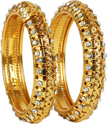 khetlazee Alloy Cubic Zirconia Gold-plated Bangle(Pack of 2)