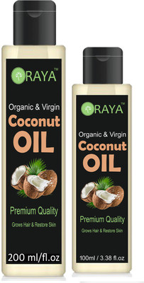 

ORAYA Premium 100% Pure & Natural Virgin Coconut Oil Combo pack of 2(200 ml and 100 ml) bottles (300 ml) Hair Oil (300 ml) Hair Oil(300 ml)
