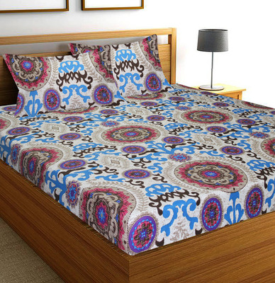 Flipkart SmartBuy 120 TC Microfiber Double Geometric Flat Bedsheet(Pack of 1, Multicolor)