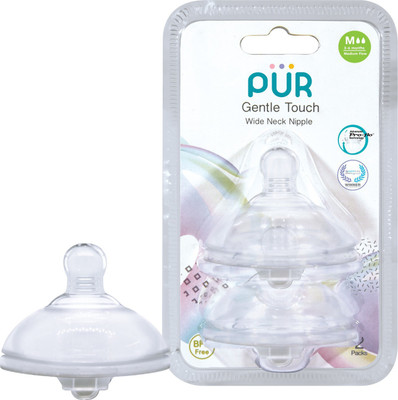 

PUR Gentle Touch Wide Neck Nipple Size M (Pack of 2) Medium Flow Nipple(Pack of 2 Nipples)